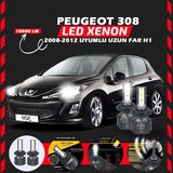 Peugeot 308 2008-2012 Uzun Far Uyumlu Şimşek Etkili Led Xenon Premium Series H1