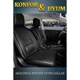 Peugeot 308 Station Wagon 2008-13 Uyumlu 3 Tekli Lüx Deri Oto Koltuk Kılıfı Ön Arka Takım Safir Tam Siyah