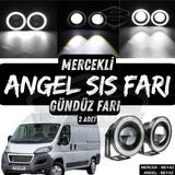 Peugeot Boxer Uyumlu Üniversal Mercekli Angel Sis Farı Metal Su Geçirmez 76 Mm Beyaz Halkalı Gündüz Farı Angel Eyes 2 Adet
