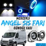 Peugeot Boxer Uyumlu Üniversal Mercekli Angel Sis Farı Metal Su Geçirmez 76 Mm Buz Mavi Halkalı Gündüz Farı Angel Eyes 2 Adet