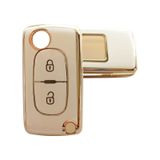 Peugeot Partner 207 307 308 407 Uyumlu Kumanda Anahtar Kılıfı Beyaz - Gold