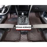 Peugeot Pejo Partner 2004-2008 Siyah Üzeri Kırmızı Dikiş 8d Diamond Kaymaz Deri Oto Paspas - Siyah - Kırmızı