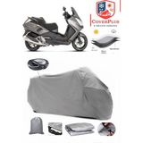 Peugeot Satelis 400 Branda Gri Arka Çanta Uyumlu(Topcase) Motosiket Brandası Motor Örtüsü Çadır Su Geçirmez Motosiklet Kılıfı Motor Brandası,lastikli,taşıma Torbalı