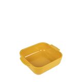 PEUGEOT - Seramik kare fırın kabı - 21 cm (saplar dahil) x 17,5 cm x 6 cm - Kapasite: 1,1 l - 10 yıl garanti - Fransa'da üretilmiştir - Safran sarısı