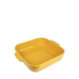 PEUGEOT - Seramik kare fırın kabı - 36 cm (saplar dahil) x 31 cm x 8,2 cm - Kapasite: 5,4 l - 10 yıl garanti - Fransa'da üretilmiştir - Safran sarısı