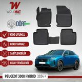 Peugeot Yeni 3008 Paspas Hybrid ve Elektrikli Uyumlu 2024 Sonrası 3D Havuzlu Paspas Seti - Siyah