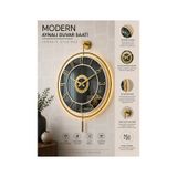 Pey Aksesuar Metal Camlı Duvar Saati 40x60 Cm Işıklı Gerçek Cam Duvar Saati Modern Tasarım Gold-füme-beyaz-gold
