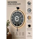 Pey Aksesuar Metal Camlı Duvar Saati 40x60cm Işıklı Gerçek Cam Duvar Saati Modern Tasarım