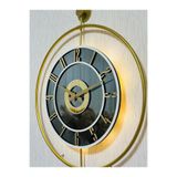 Pey Aksesuar Metal Camlı Duvar Saati 50 X 70 Cm Orta Boy Işıklı Gerçek Cam M51-gold-füme-beyaz-gold