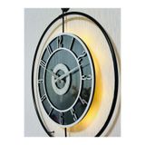 Pey Aksesuar Metal Camlı Duvar Saati 50 X 70 Cm Orta Boy Işıklı Gerçek Cam M51-siyah-füme-beyaz-gümüş