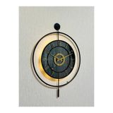 Pey Aksesuar Metal Camlı Duvar Saati 50 X 70 Cm Orta Boy Işıklı Gerçek Cam M51-siyah-füme-siyah-gold