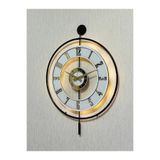 Pey Aksesuar Metal Camlı Duvar Saati 50 X 70 Cm Orta Boy Işıklı Gerçek Cam M51-siyah-şefaf-beyaz-gold