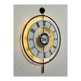 Pey Aksesuar Metal Camlı Duvar Saati 50 X 70 Cm Orta Boy Işıklı Gerçek Cam M51-siyah-şeffaf-beyaz-gümüş