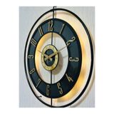 Pey Aksesuar Metal Camlı Duvar Saati 50 X 70 Cm Orta Boy Işıklı Gerçek Cam M51-siyah-şeffaf-siyah-gold