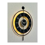Pey Aksesuar Metal Camlı Duvar Saati 50 X 70 Cm Orta Boy Işıklı Gerçek Cam M51-siyah-şeffaf-siyah-gümüş