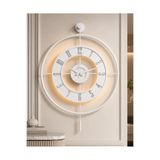 Pey Aksesuar Metal Camlı Duvar Saati (60X80 CM BÜYÜK BOY) Işıklı Gerçek Cam Beyaz-şeffaf-beyaz-gümüş