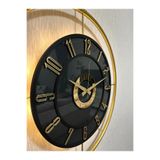 Pey Aksesuar Metal Camlı Duvar Saati (60X80 CM BÜYÜK BOY) Işıklı Gerçek Cam Gold-füme-siyah-gold
