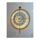 Pey Aksesuar Metal Camlı Duvar Saati (60X80 CM BÜYÜK BOY) Işıklı Gerçek Cam Gold-şeffaf-beyaz-gümüş