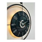 Pey Aksesuar Metal Camlı Duvar Saati (60X80 CM BÜYÜK BOY) Işıklı Gerçek Cam Siyah-füme-siyah-gümüş