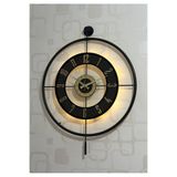 Pey Aksesuar Metal Camlı Duvar Saati (60X80 CM BÜYÜK BOY) Işıklı Gerçek Cam Siyah-şeffaf-siyah-gold