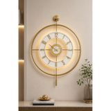 Pey Aksesuar Metal Temperli Camlı Duvar Saati 60x80 Cm Büyük Boy Işıklı Gerçek Cam Gold-şeffaf-beyaz-gold M61-gold-şeffaf-beyaz-gold