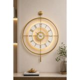 Pey Aksesuar Metal TEMPERLİ Camlı Duvar Saati 60x80 Cm Büyük Boy Işıklı Gerçek Cam Gold-şeffaf-beyaz-gold