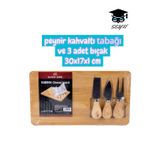 Peynir Kahvaltı Tabağı ve 3 Adet Bıçak 30X17X1 cm