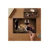 Peynir Tabağı ve Kırmızı Şarap Tasarımı 240 Parça Ahşap Puzzle Ahşap Kutuda MP01644