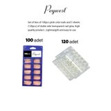 PEYWEST 2li Balerin Tırnak Seti (120'Lİ TIRNAK YAPIŞTIRICI STİCKER+100'LÜ PEMBE BALERİN PROTEZ TAKMA TIRNAK)