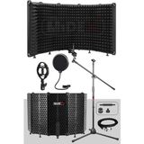 PF-43X Set Mikrofon Ses Yalıtım Paneli (69X26CM) Stand Filtre Shock Mount Xlr Kablo Sünger