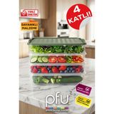PFU Pratik Faydalı Ürünler 4 Katlı Gıda Saklama Kabı | 4'lü Buzdolabı Düzenleyici | Üst Üste Istiflenebilir Saklama Kabı Seti - Çok Renkli
