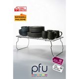 PFU Pratik Faydalı Ürünler Çelik Dolap Içi Raf Düzenleyici | Fırın Içi Raf Düzenleyici | Katlanır Raf Düzenleyici - 48 x 21 cm - Metalik Gri