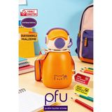 PFU Pratik Faydalı Ürünler Gamer Termos | Paslanmaz Çelik Çocuk Termosu | Unisex Kulaklıklı Pipetli Matara 10 x 18 cm - Çok Renkli