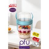 Pfu Pratik Faydalı Ürünler Müsli Kabı | Yoğurt Kabı | Pratik Diyet Kabı | Kapaklı Çatallı Kaşıklı Hazneli Saklama Kabı 1100 ml - Çok Renkli
