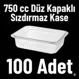 PGS Sızdırmaz, Düz Kapaklı, Şeffaf Plastik Kap – 750 cc Kapasiteli, 100 Adet, Gıda Saklama ve Servis Kabı - 750 ml