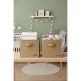 PH Prendi Home 2`li Bej Saklama Kutusu 28x28x28 Dekoratif Kulplu Organizer Dolap İçi Çamaşır Oyuncak Düzenleyici