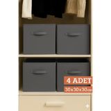 PH Prendi Home 4’lü Antrasit Dolap İçi Düzenleyici Kutu - 30x30x30 cm Katlanabilir Çok Amaçlı Saklama Kutusu