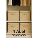 PH Prendi Home 4’lü Krem Kapaklı Kumaş Dolap İçi Düzenleyici Kutu - 30x30x30 cm Katlanabilir Saklama Kutusu