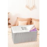 PH Prendi Home Büyük Boy Gri Çizgili Home Sweet Home Baskılı Hurç 64x40x35
