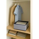PH Prendi Home Gardırop ve Dolap İçi Düzenleyici Organizer, Lacivert Çizgili Çok Amaçlı Saklama Kutusu 28x28x13cm