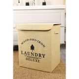 PH Prendi Home Laundry Baskılı Kapaklı Jüt Çamaşır Kirli Kıyafet Kutusu Büyük Boy 30 x 40 x 50