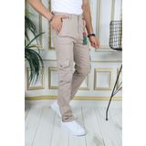 PHANTOM JEANS Erkek Bej Likralı Kargo Pantolon Esnek Gabardin/kanvas Körüklü Cep Komando Kargo Cep Şık Pantolon