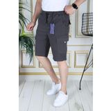 PHANTOM JEANS Erkek Füme Likralı Gabardin Şort Kargo Cepli Pamuklu Beli Lastikli Bağcıklı Basic Şort