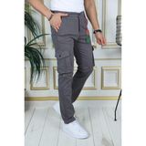 PHANTOM JEANS Erkek Gri Likralı Kargo Pantolon Esnek Gabardin/kanvas Körüklü Cep Komando Kargo Cep Şık Pantolon - 33
