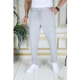 PHANTOM JEANS Erkek Italyan Kesim Açık Gri Esnek Slim Fit Likralı Lastikli Duble Paça Kumaş Pantolon Okul