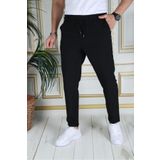 PHANTOM JEANS Erkek Siyah Italyan Kesim Kaliteli Esnek Slim Fit Likralı Lastikli Duble Paça Kumaş Pantolon Okul