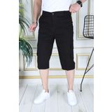 PHANTOM JEANS Siyah Erkek Slim Fit Kapri Likralı Gabardin Diz Altı Kargo Cepli Bermuda