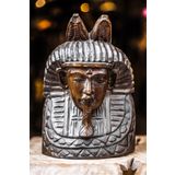 Pharaoh Wooden Statue, El Yapımı Ahşap Firavun Heykeli, Bali El Yapımı Yoga Meditasyon Dekor
