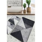 Phell Gri Banyo Halısı Djt 3 Lü Set Banyo Halısı Paspas Yıkanabilir Kaymaz Çok Renkli