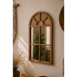 Phellos MİNİ PENCERE AYNA - DEKORATİF RATTAN AYNA - DUVAR DEKORASYON AYNASI - 35 x 55 CM